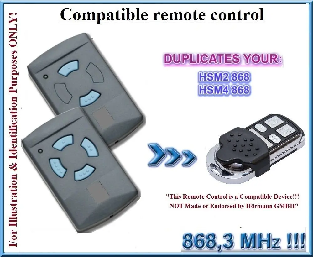 Совместим с Hormann HSM2, HSM4 синий пульт дистанционного управления, 868,3 МГц клон дубликатор дистанционного управления