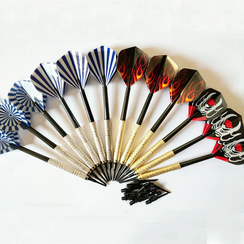 

12 Pcs Soft Tip Darts with 12 Extra Tips Four Kind Nice Flights Set Plastic Tips Points Needle Replacement for Electronic Dart Q