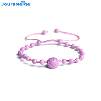 

Wholesale Purple Natural Mica Bracelets Manual Weave Beads With Turtle Hand String Lucky for Women Girl Gifts Trendy Jewelry