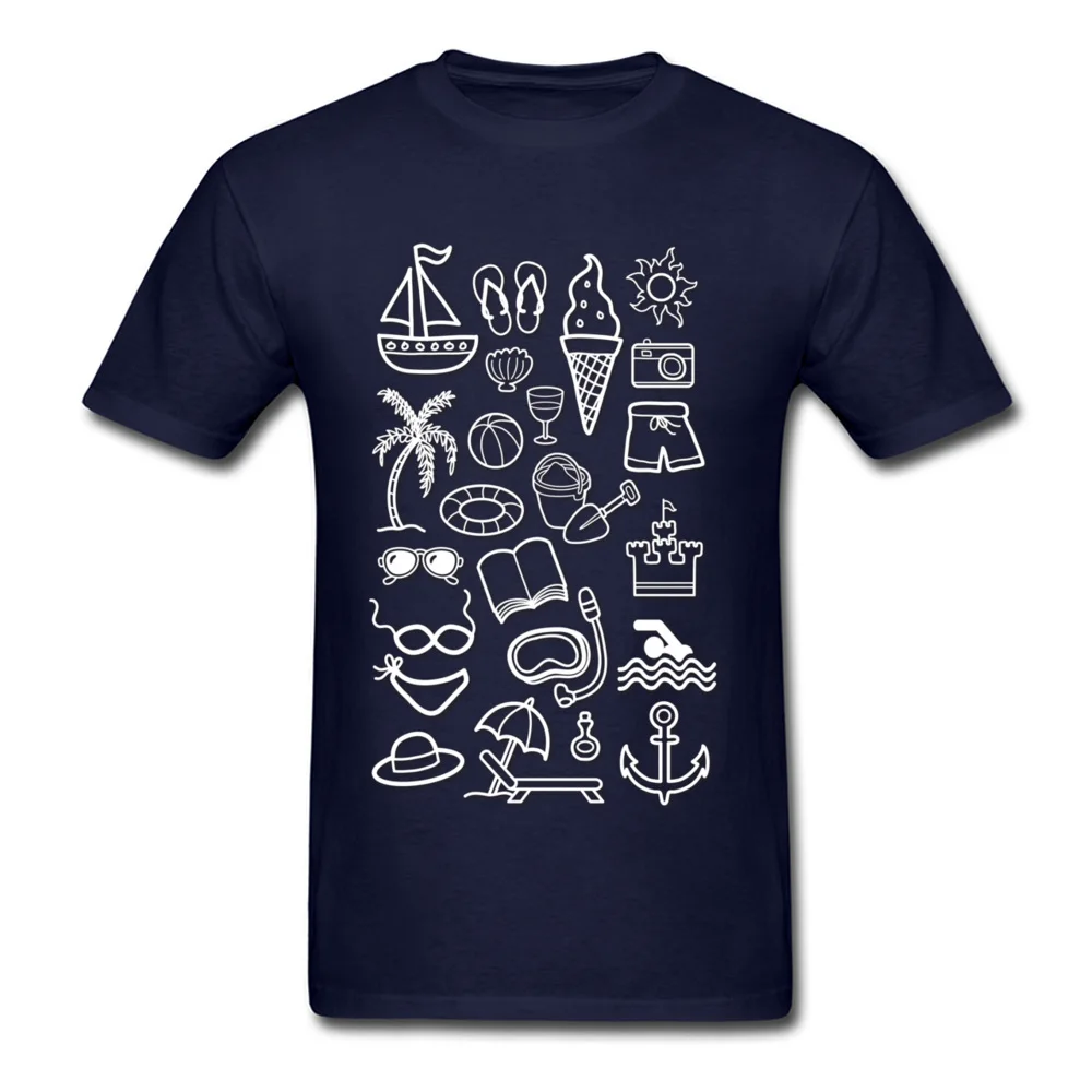 Beach Holiday 100% Cotton Design T Shirt Classic Short Sleeve Man Tshirts Geek Summer T-Shirt Round Collar Free Shipping Beach Holiday navy