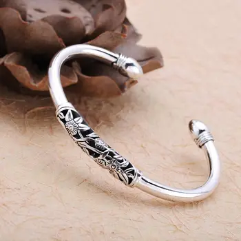 

S925 Sterling Silvery Bracelet Thailand Retro Pure Handwork