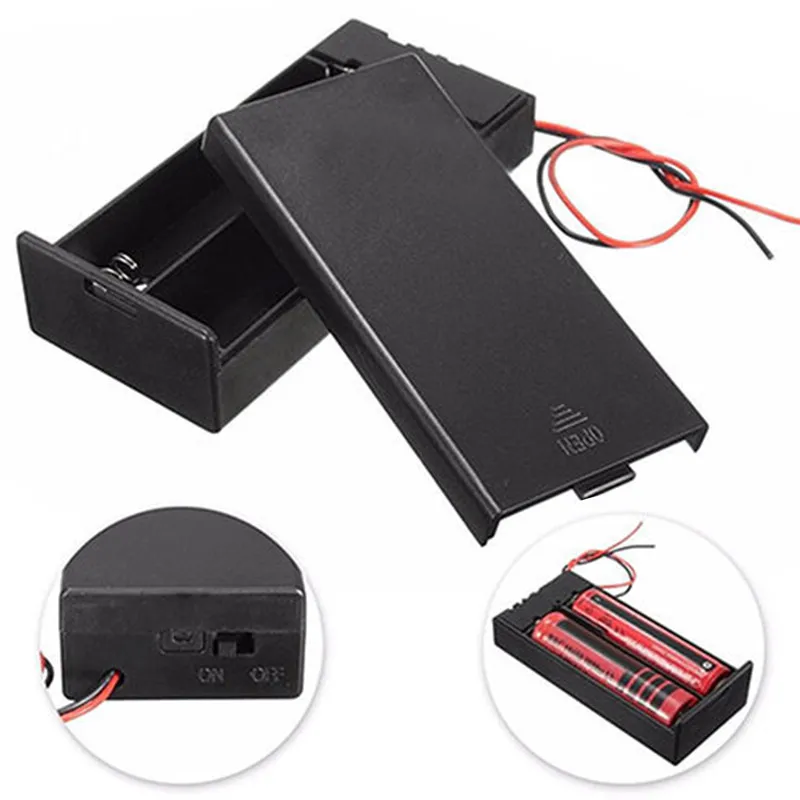 New DC Battery Storage Box Cases ON/OFF Switch Wire Battery Holder for 2x 18650 3.7V Battery Tools
