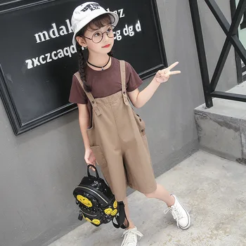 

4-13T Baby Girls Overalls Kids Overalls Clothes Cotton T-shirt Overalls Children Summer Suits Fashion Girls Clothes Set