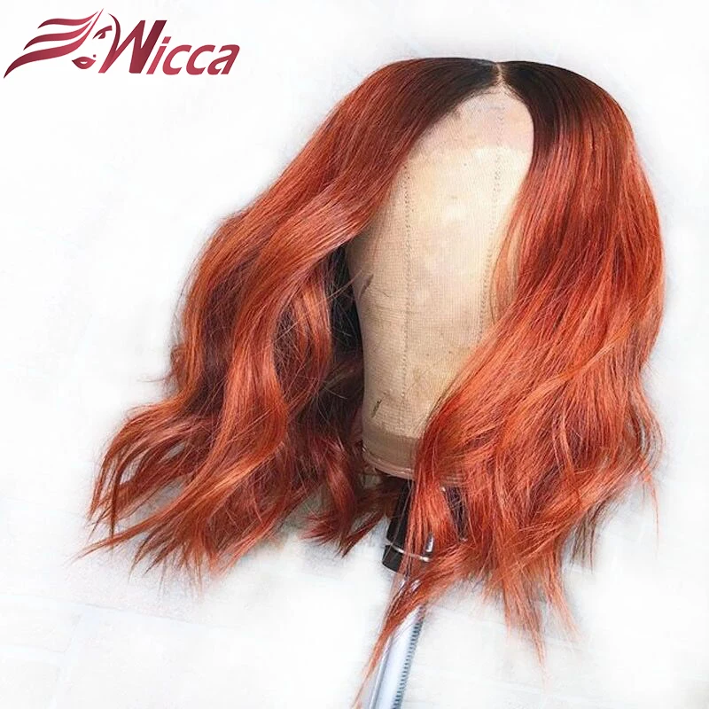 Wicca цвет Омбре 13X6 кружевные передние человеческие волосы парики с детскими волосами 8-24 дюйма бразильские волосы remy отбеленные узлы
