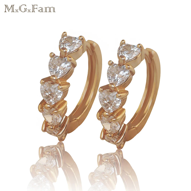 

M.G.Fam 2017 New 18kyellow Gold color Hoop Earrings Heart for Women with AAA+ CZ Gems