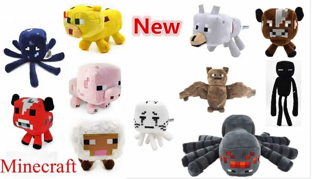 1Pc Wholesale Minecraft Plush Toys Ghast/Enderman/Mooshroom/Wolf/Ocelot/Pig/Squid/Bat/Spider/Creeper For Baby Child Gift