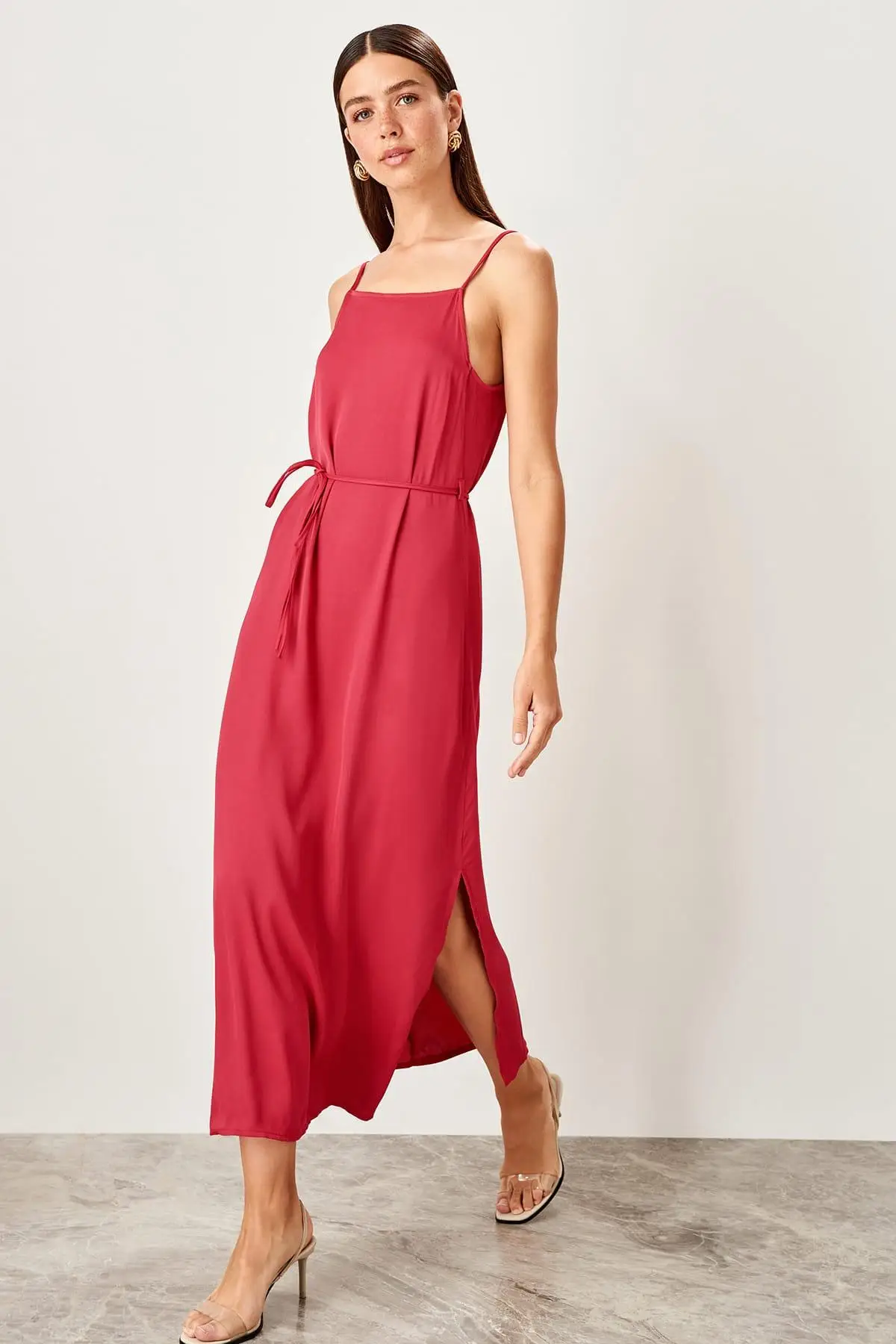 

Trendyol Fuchsia Askılı Lacing Detail Dress TWOSS19XM0303