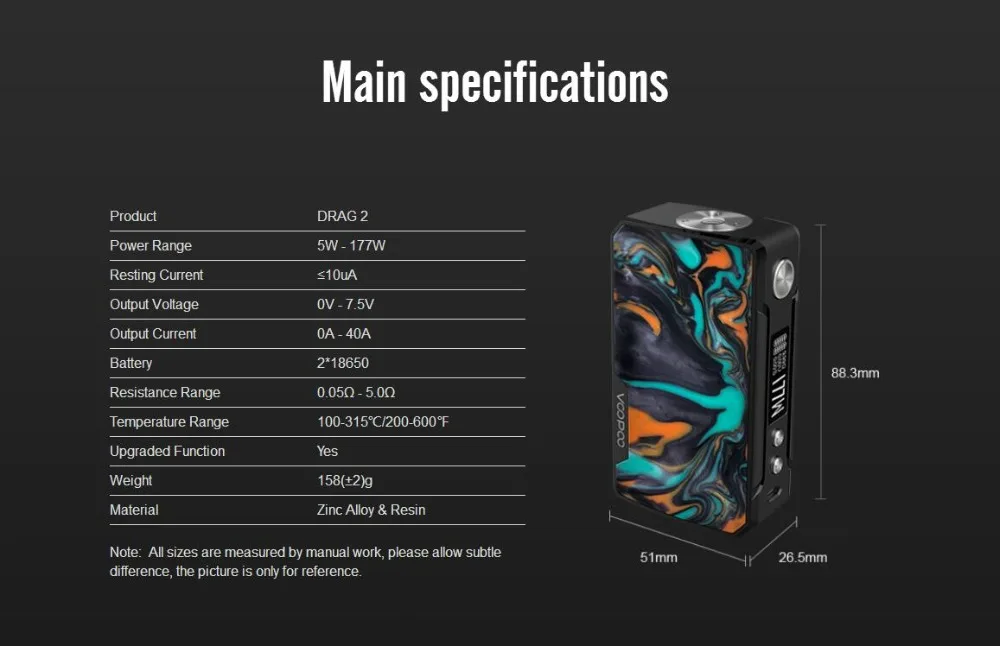 VOOPOO DRAG мини-мод для электронных сигарет 117 Вт TC встроенный 4400 мАч ген. FIT чип Vape Box Mod Vs Drag 2 современные модели парогенераторов Vaporiz