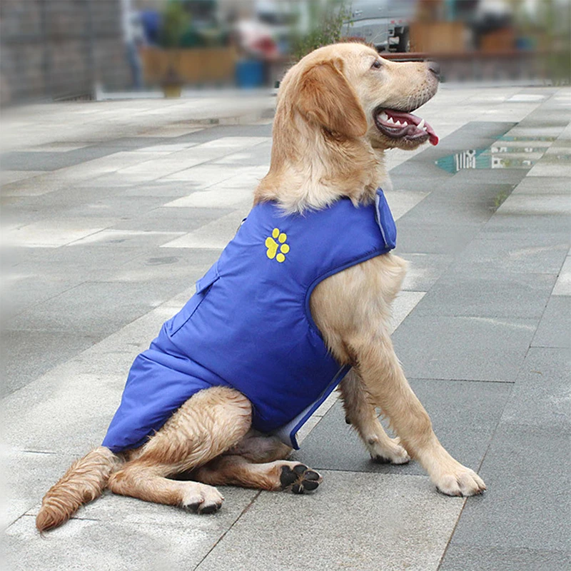 Теплая утепленная хлопковая куртка для собак водонепроницаемая Двусторонняя