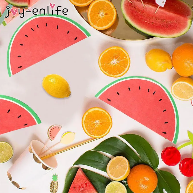 

JOY-ENLIFE 20pcs/lot Watermelon Paper Napkins Flamingo Theme Party Summer Pool Beach Party Birthday Party Decor Supplies