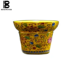200ml Jingdezhen Vintage Color Enamel Ceramic Porcelain Golden Tea Strainer Painted Lotus Tea Coffee Fliter Tea Accessories