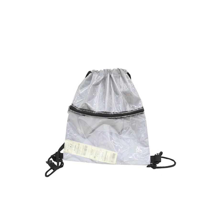

Transparent Reflective Nylon Drawstring Bag With Pocket Plastic Small Bag Backpack Travel Size Bolsos Drawstring Bags 50Z0094