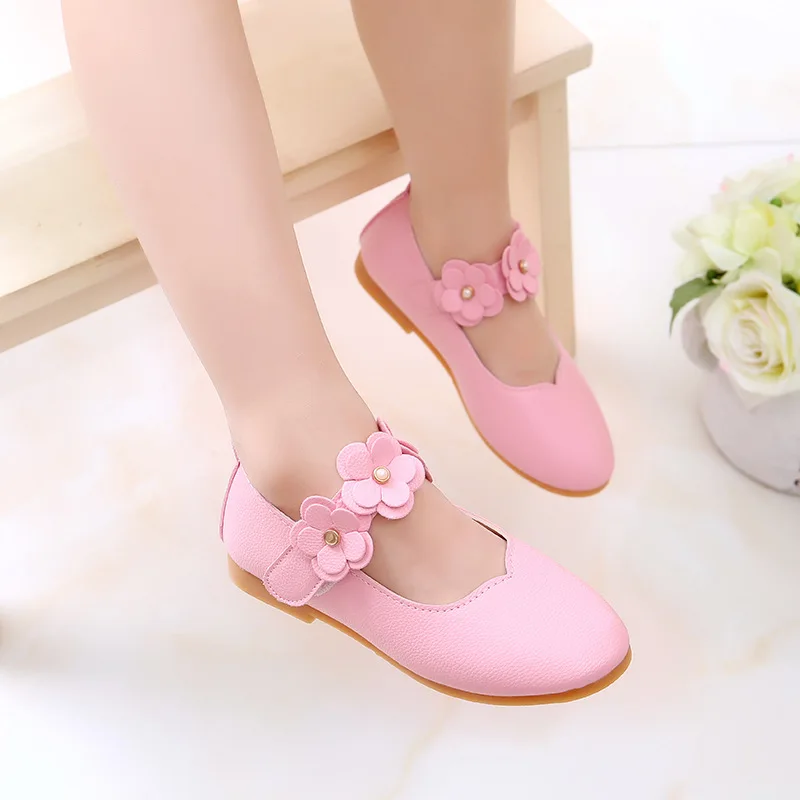 White Pink Kids Toddler Flower Children Girls Wedding Party Dress Princess Leather Shoes For Teens Girls Dance Shoes New 2