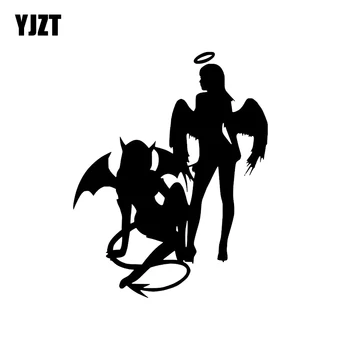 

YJZT 10.4*13.2CM Sexy Angel Demon Girl Friends Car Sticker Good Quality Black/Silver Vinyl Decal Fantastic Style C20-0456