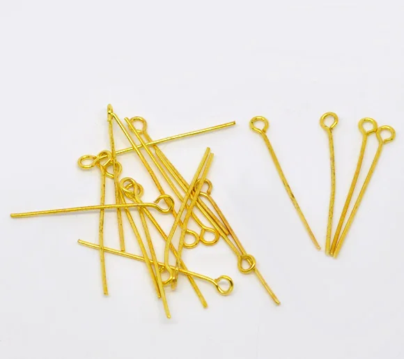 

Alloy Eye Pins Gold Color 26mm(1") long, 0.7mm ( gauge), 250 PCs
