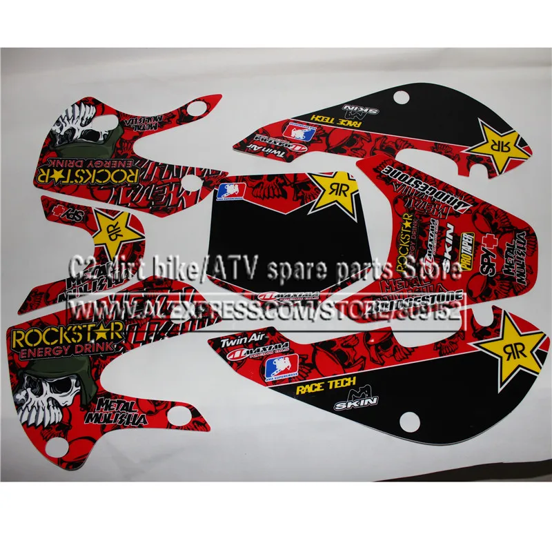 

3M Stickers METAL MULISHA DECALS ROCKSTAR STICKER Red Blue Green FOR KAWASAKI KLX110 KX65 02-08 DRZ110 Graphics Kit