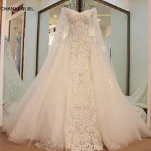 LS45880 queen wedding dress with long cape lace sweetheart ball gown corset back wedding gowns 2017 robe de mariage real photos