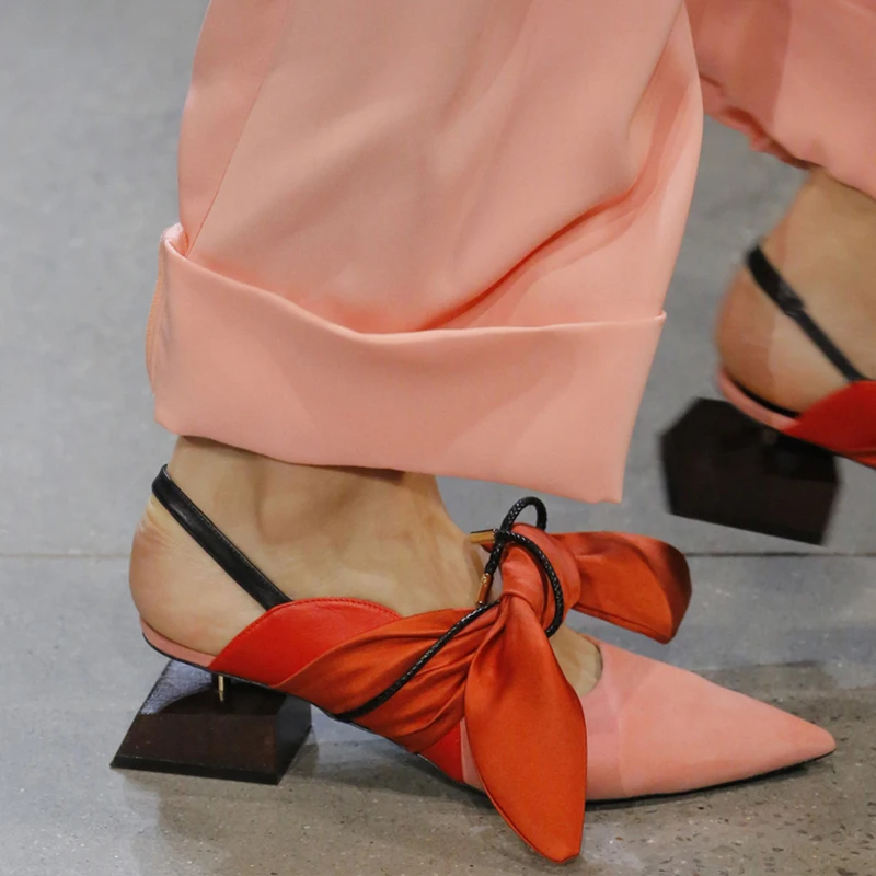 

Hot Brand Designer Runway Star Shoes Pointed Toe Women Sandals Slingback Butterfly Knot Strange Heel Women Shoes Sandalias Mujer