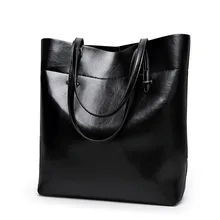 2016 Marque Huile Cire sacs D’épaule sac À Main PU Sacs À Main En Cuir Seau Grande Capacité Dames Bolsa Fourre-Tout Bolsa Feminina