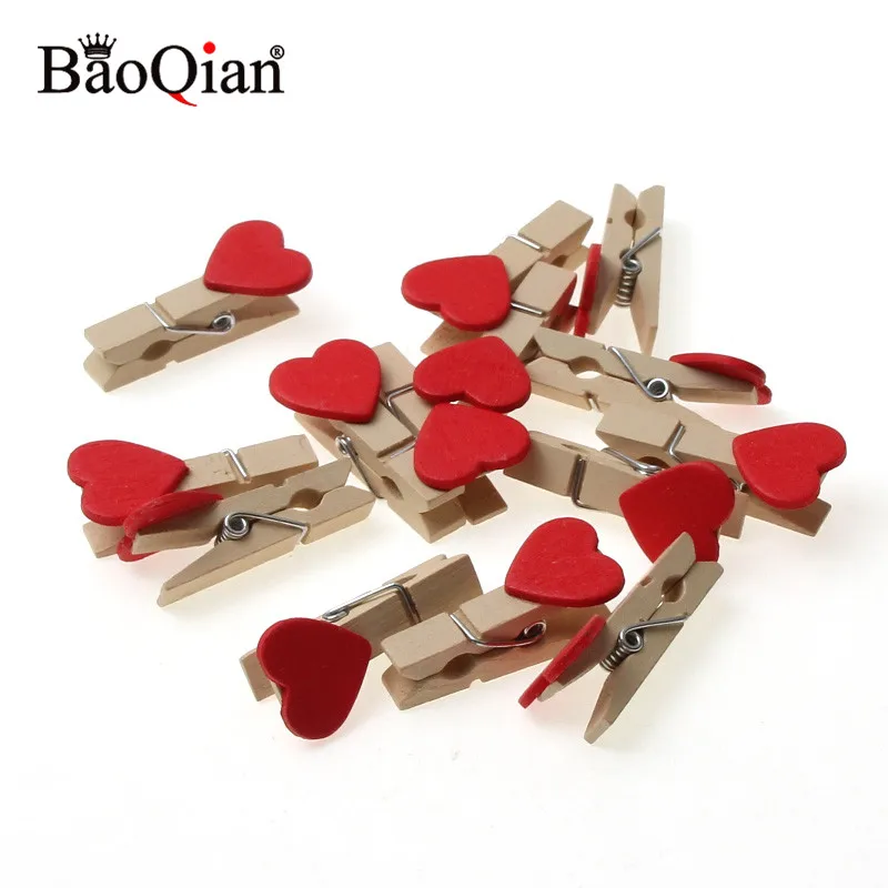 

14PCS Mini Heart Love Wooden Clothes Photo Paper Peg Pin Clothespin Craft Postcard Clips Home Wedding Decoration DIY