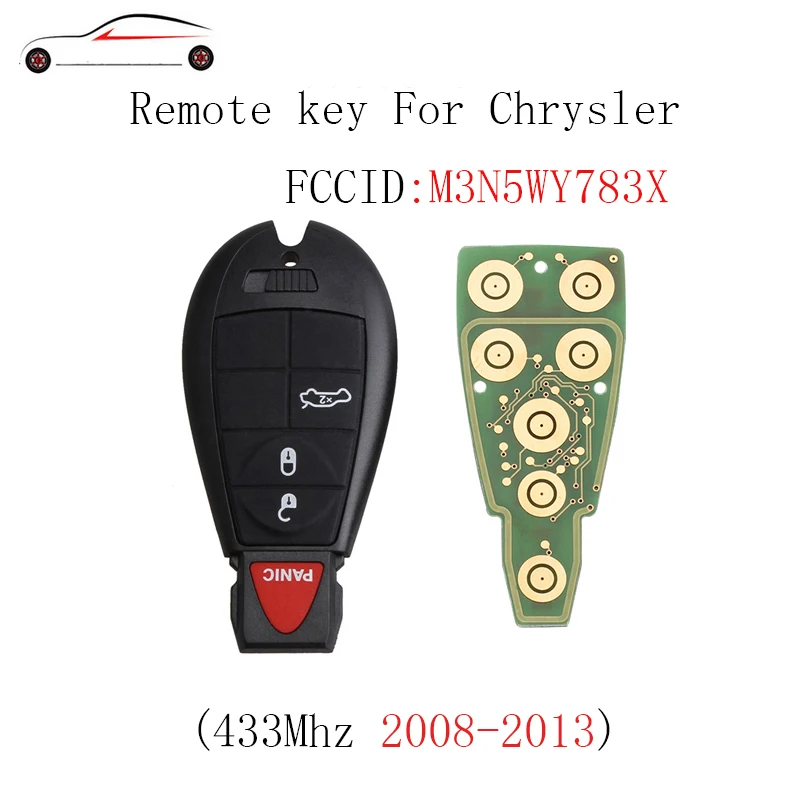

GORBIN 3+1 Buttons 433Mhz Car Remote Key DIY For Dodge Challenger Charger 300 2008-2013 M3N5WY783X Y160 Blade Original key