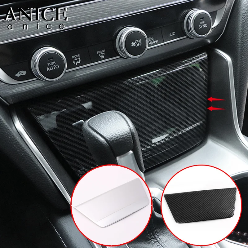 

2pcs Carbon fiber color ABS chrome headlight switch trim Central Control Storage Box decoration covers Fit For Honda Accord 2018
