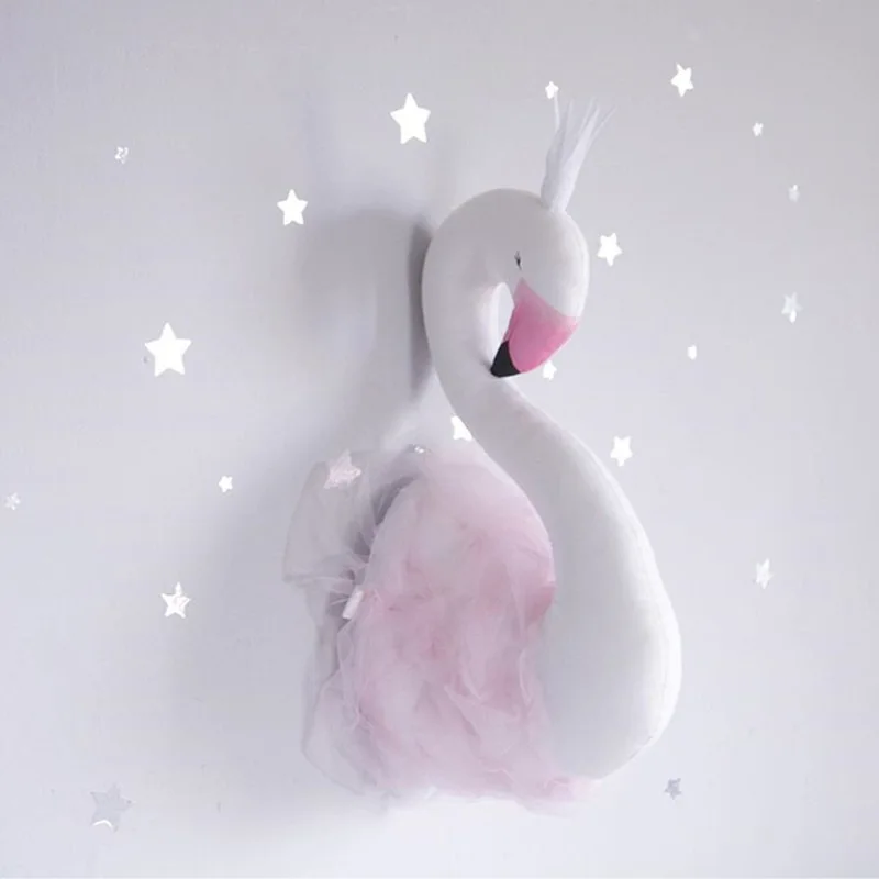 Лебедь плюшевая настенная Мягкая Детская комната Декор милый Фламинго подвесная игрушка для детской комнаты украшения подарки на день рождения для детей