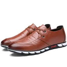 New Fashion Men Shoes Best Quality Genuine Leather Loafers Shoes Soft Lace Up Men Flats Comfortable Zapatos Hombre Driving Shoes