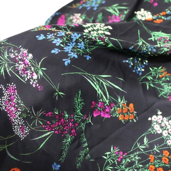 

Retro silk fabric quality natural cotton silk double georgette chiffon cloth material floral 100cm*140cm