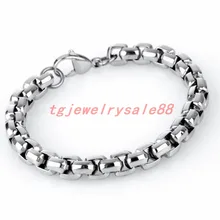 7 мм широкая нержавеющая сталь цепь из прямоугольных звеньев браслет и браслет Sunshine Мальчик Мужской Браслет серебристого цвета ювелирные изделия 7-1" Свободный выбор