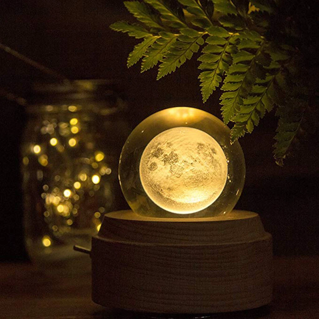 3D Moon Glass Crystal Ball Photography Props Kids Astronomy Science Toy