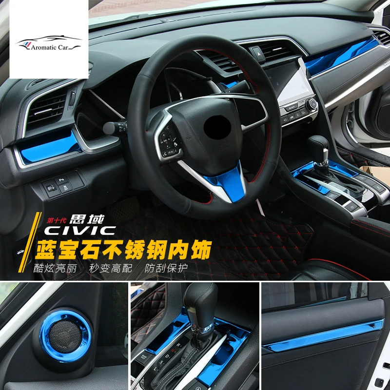 

For Honda Civic 10th 2016-2018 Car Interior Front Console Steering Wheel Instrument Gear Shift Box Trim Styling car Accessory