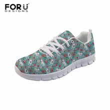 FORUDESIGNS/женская повседневная обувь с рисунком Бультерьера; сезон лето-весна года; модный дышащий сетчатый женские кроссовки на шнуровке
