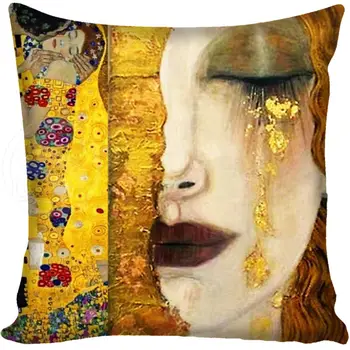 

G0309 Hot Sale Gustav Klimt The Kiss Square Pillowcase Custom Zippered Cushion Pillow Cover Case 40x40cm