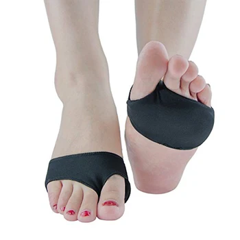 

ETEREAUTY 1 Pair Black 2 Holes Silicone Half Forefoot Heel Gel Pads Yard Anti-Slip Cushion Arch Support High-heeled Insoles