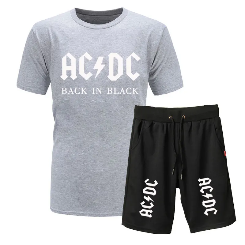 Новая брендовая одежда, AC/DC, Мужская футболка, Swag, футболка, хлопок, Мужская футболка и шорты, Homme, для фитнеса, Camisetas, хип-хоп, футболка, 2 предмета
