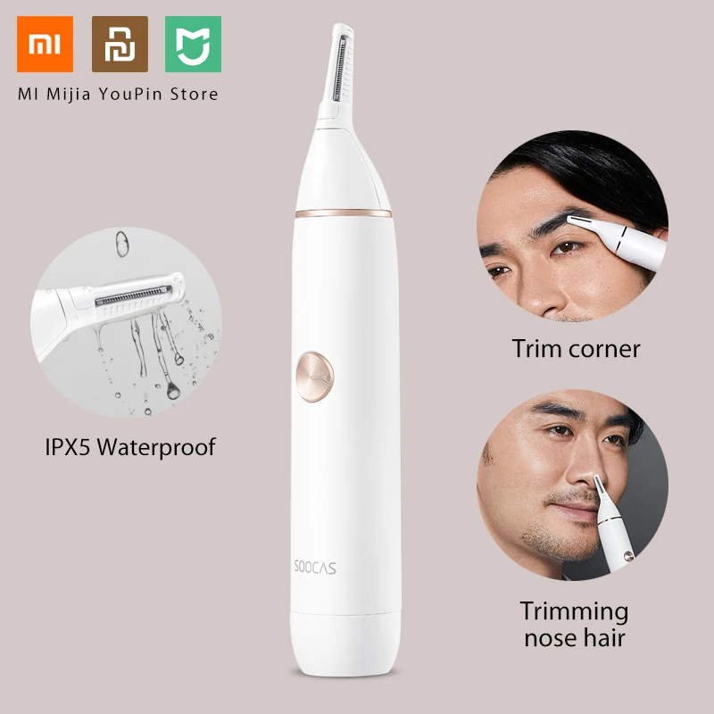 

Original XIAOMI Mijia Soocas IPX5 waterproof Nose Hair Trimmer Eyebrow Clipper Sharp Blade Cordless Nasal Cleaner for Men women