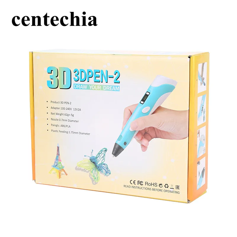 Centechia 3d ручка DIY 3D ручка 3D принтер рисунок пером печать Ручка лучше для детей с бесплатным ABS нити 1.75 мм Рождество подарок на день рождения