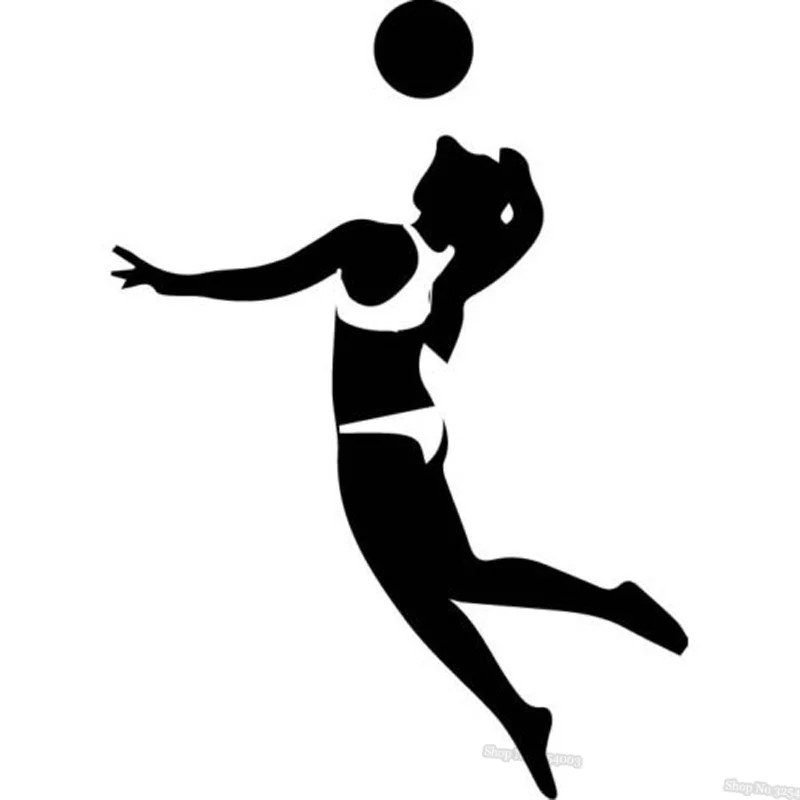 Sport Volleyball Player Wall Sticker Ball Silhouette Volleyball Wall ...