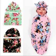 Детские пеленки с цветами одеяло с кроличьими ушками Топ головной убор в индийском стиле подарок новорожденному цветок Parrern Больничная шапочка с набор для укачивания хлопок 1 комплект
