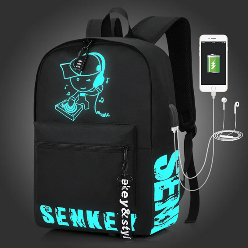 Модный мужской рюкзак светящиеся студенческие школьные сумки внешние USB