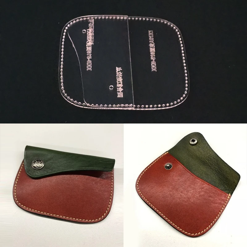 

Acrylic Stencil Laser Cut Template DIY Leather Handmade Craft Coin Purse Cards Bag Sewing Pattern 110x80x10mm