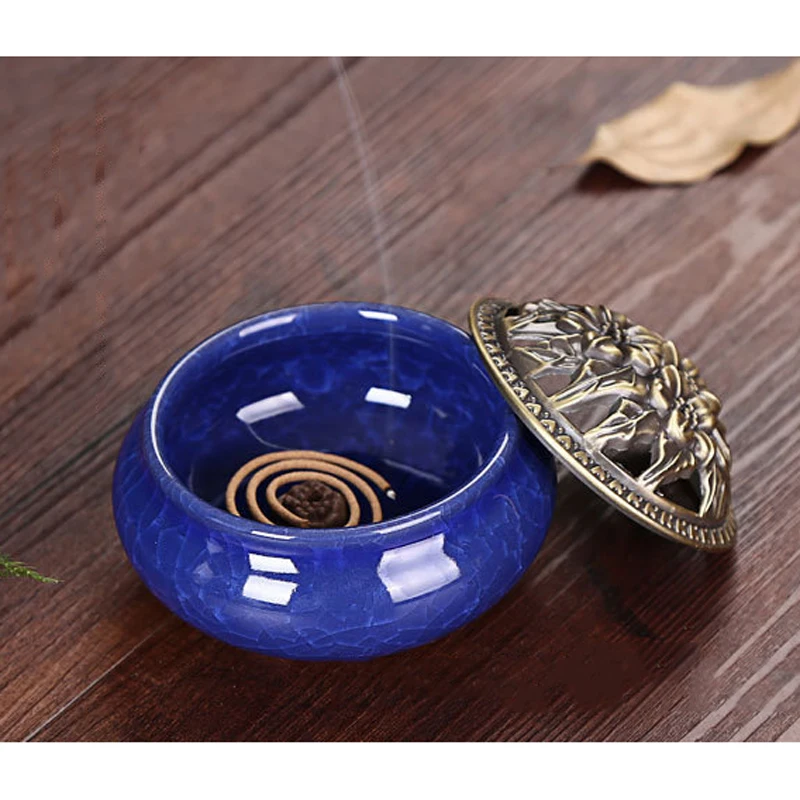 Retro Crack Line Porcelain Incense Burner Chinese Style Ceramic Cone Incense Burning Holder Censer Classic Decor Home drop ship