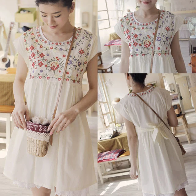 

Maternity Clothes Fashion Summer New Arrival Embroidery White Dress for Pregnant Pregnancy Loose Temperament Plus Size Vestidos