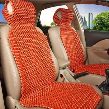

Luxury Car Seat Cushion Hand-woven Ice Silk with Wood Beads Car Seat Cover Summer Front&Rear 5 Seat Universal Car Seat Cushion