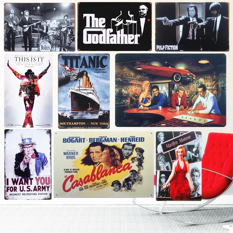 

Retro "I WANT YOU FOR US" Tin Signs Plate Movie Posters Art Cafe Bar Vintage Metal Painting Wall Plaque Home Decor 20x30cm A127