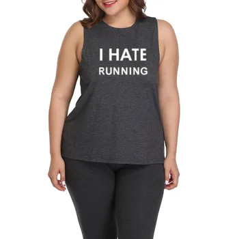 

Womens I Hate Running Runner Plus Size Workout Casual Muscle Tank Vest