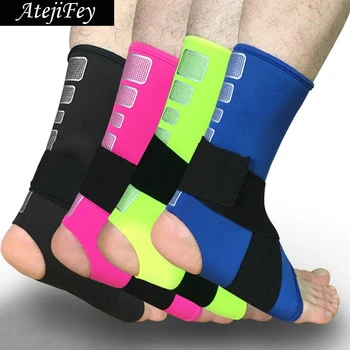 Atejifey 2 Pcs Ademend Enkel Ondersteuning Verstelbare Sport Elastische Fitness Hak Brace Pad Voet Voetbal Wraps Bandages Protector