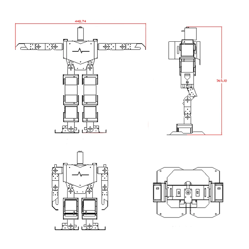 LOBOT 17 DOF робот H3.0 Biped двуногих человека Алюминий аниме Рисунок кадра комплект RC