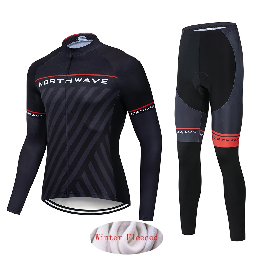 Northwave Профессиональный командный костюм для мужчин зимний с длинным рукавом ветрозащитный теплый флисовый комплект одежды для велоспорта куртка брюки - Цвет: Pic Color